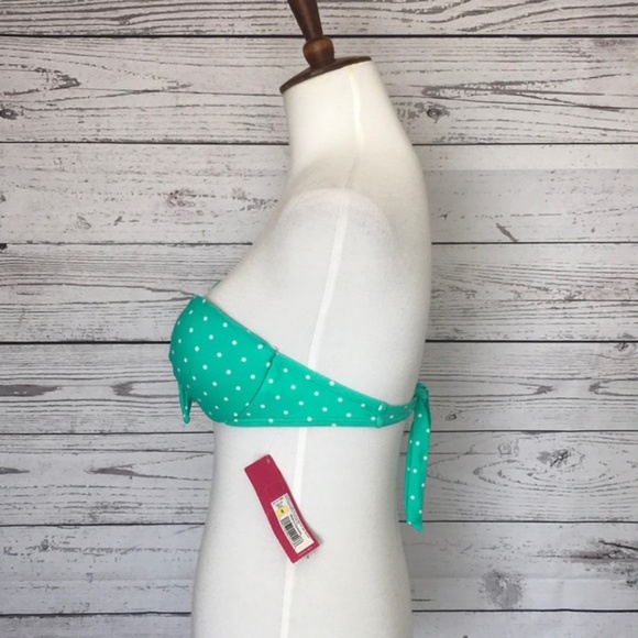XHILARATION Bandeau Green Polkadot Bikini Top SZ Small - Picture 5 of 7